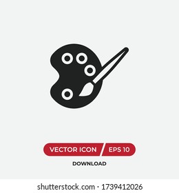 Paint palette and brush icon vector. Painter tools sign