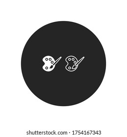 Paint palette and brush icon vector. Painter tools sign