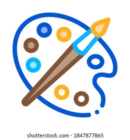 paint palette with brush icon vector. paint palette with brush sign. color contour symbol illustration