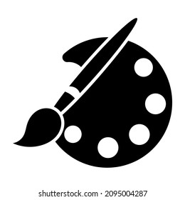 Dibujar icono de paleta y pincel. Ilustración del vector aislada en fondo blanco