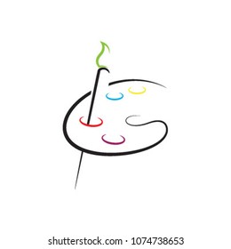 Paint palette and brush Initial G logo icon vector