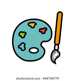 Paint palette with brush isolated icon, vector illustration graphic.