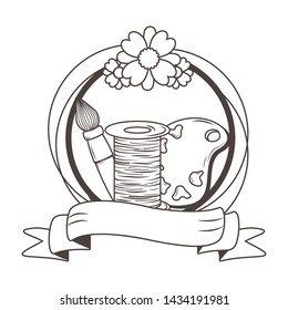 Paint palette brush and thread design