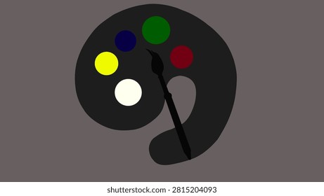 paint palette with a brush, vector image