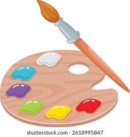 Paint Palette With Brushes Illustration
