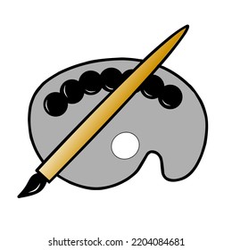paint palette and brushes vector. isolated flat icon.
