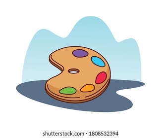 Paint palette design, Art creativity tool instrument painter draw school abstract and work theme Vector illustration