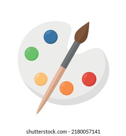 Paint palette of different colors, drawing lesson at school - Vector illustration