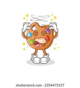 la paleta de pintura mareada mascota de la cabeza. vector de dibujos animados