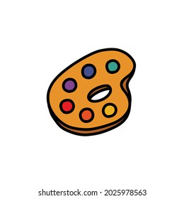 icono de doodle de paleta de pintura, ilustración vectorial