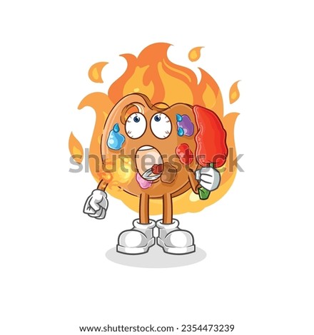 the paint palette eat hot chilie mascot. cartoon vector