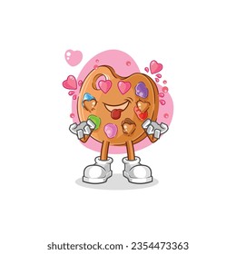 the paint palette fallin love vector. cartoon character