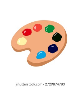 Pintar paleta em estilo de desenho animado plano para tema de pintura de arte. Ideal para projetos criativos, aulas de arte, ilustração infantil e visuais de design.