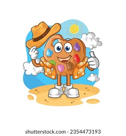 the paint palette go on vacation. cartoon mascot vector