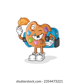 the paint palette goes to school vector. cartoon character