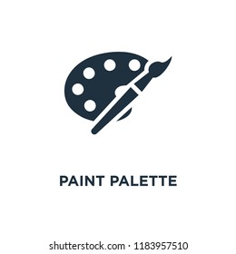 Paint palette icon. Black filled vector illustration. Paint palette symbol on white background. Can be used in web and mobile.