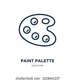 paint palette icon from education collection. Thin linear paint palette, paint, palette outline icon isolated on white background. Line vector paint palette sign, symbol for web and mobile