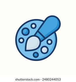 paint palette icon, isolated blue outline style, graphic design icon theme