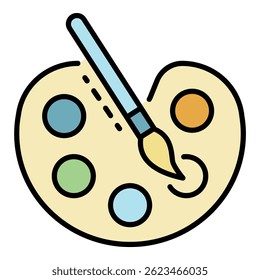 Paint palette icon. Outline paint palette vector icon color flat isolated on white