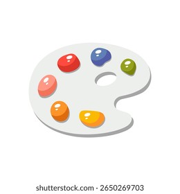 Paint Palette icon. Palette with paints on it Illustration. Vector Symbol flat Design Clip Art Sign cartoon Style. Art school concept