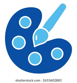 Paint Palette Icons In Blue Style, Vector Illustration
