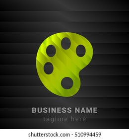 Paint Palette Lime Green and Black silk fashion premium icon / Logo