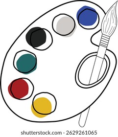 paint palette line art vector