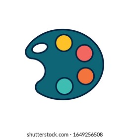Paint palette line fill style icon design, Art creativity tool instrument painter draw school abstract and work theme Vector illustration