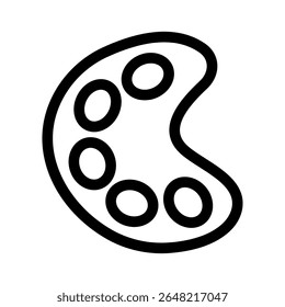 Paint Palette line icon. Simple vector symbol used for school, travel, or education themes. Clean linear design, Thin stroke design, isolated on white.