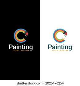 Paint Palette Logo Design Vector. Painting Studio, Brush Vector Logo.