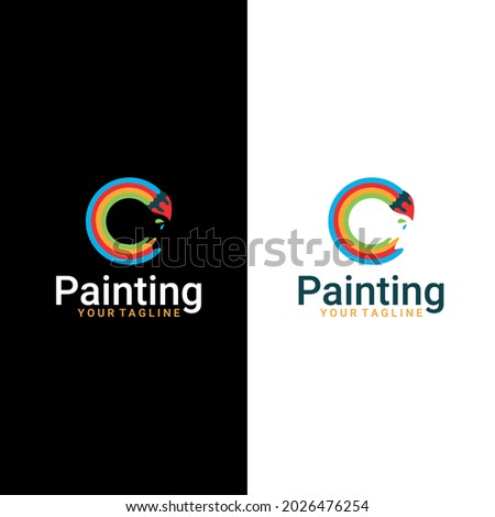 Paint palette logo design vector. Painting studio, brush vector logo.