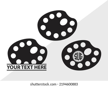 Paint Palette Monogram SVG Printable Vector Illustration