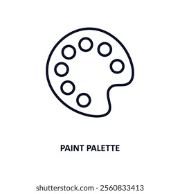 paint palette outline icon.  Thin line icon from education collection. Editable vector isolated on white background