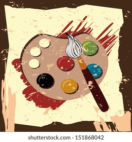 paint palette over brown background vector illustration 