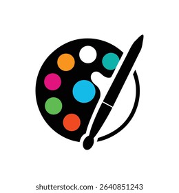 Paint Palette and Pen Icon Vector Illustration on White Background – Ideal for Art, Creativity, and Design Concepts
