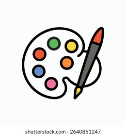 Paint Palette and Pen Icon Vector Illustration on White Background – Ideal for Art, Creativity, and Design Concepts
