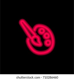 Paint palette red glowing neon ui ux icon. Glowing sign logo vector