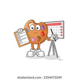 the paint palette schedule list vector. cartoon character