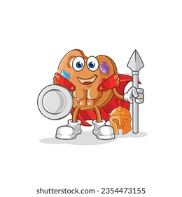 the paint palette spartan character. cartoon mascot vector