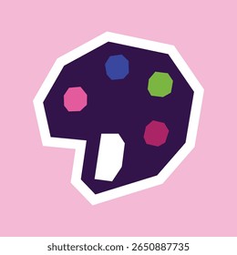 Paint Palette Sticker with Flat Soft Color Palette in Cutout Style