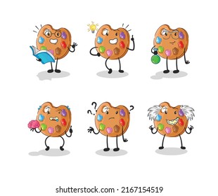the paint palette thinking group character. cartoon mascot vector