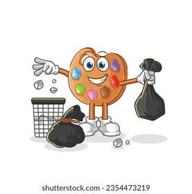 paleta de pintura Tirar mascota de la basura. vector de dibujos animados