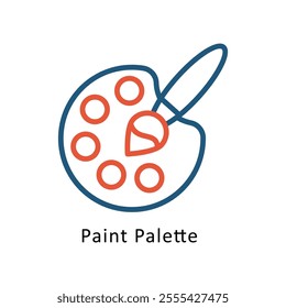 Paint Palette  Vector Two Colors Outline Icon. Eps file 10