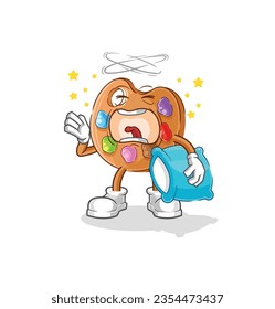 the paint palette yawn character. cartoon mascot vector