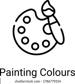 paleta de pintura, icono de línea de pincel de pintura aislado en fondo blanco