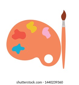 paint pallete and brush isolated icon