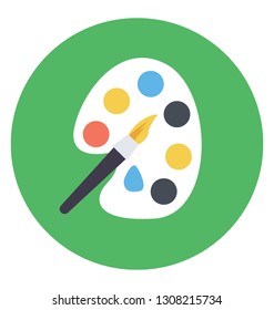 Paint pallette, flat rounded vector icon.