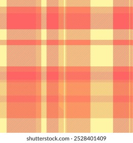 Paint pattern seamless textile, list check fabric vector. Flowing tartan texture plaid background in red and yellow colors palette.