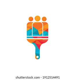 Paint people vector logo design. Paint brush and people icon design,