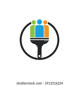 Dibujar el diseño del logo vectorial de la gente. Diseño de pinzas y iconos de personas,